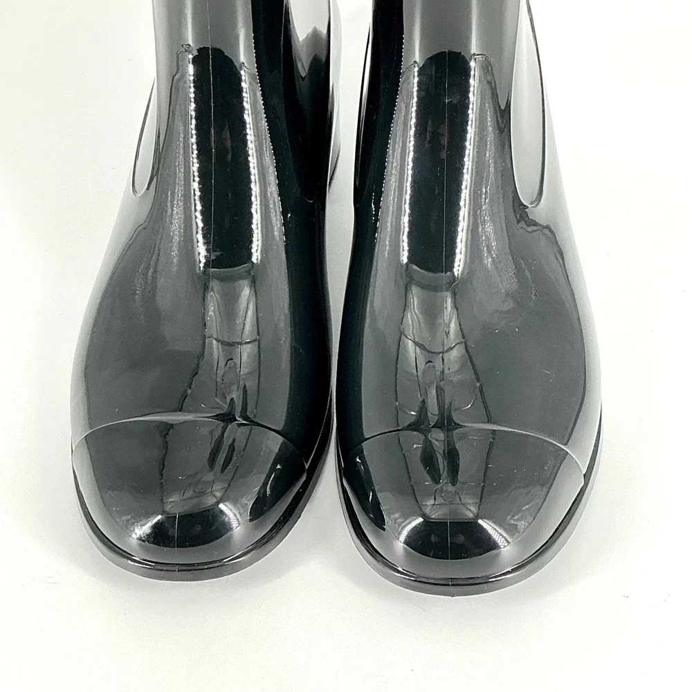 Jeffrey Campbell Size 9‎ Black Rain Boots NEW Low Heel Waterproof $90 Rainpour